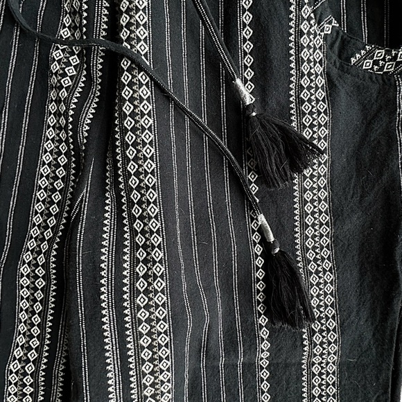 ANTHROPOLOGIE NWOT ESSENTIAL BEACH PANTS BLACK & WHITE TASSEL TIES | SMA… - Picture 6 of 11